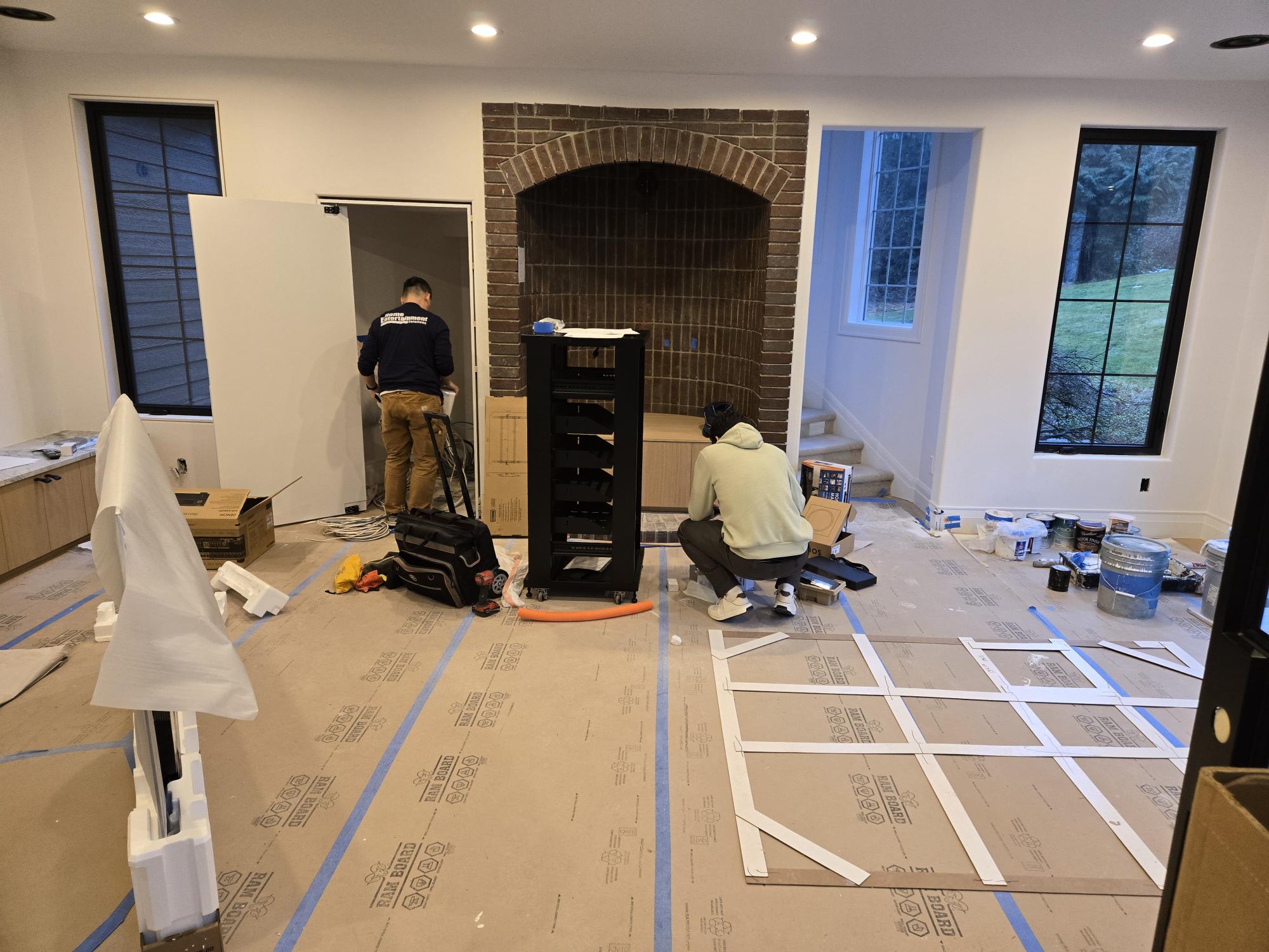 Newcastle installation: The team at work during an interior installation.